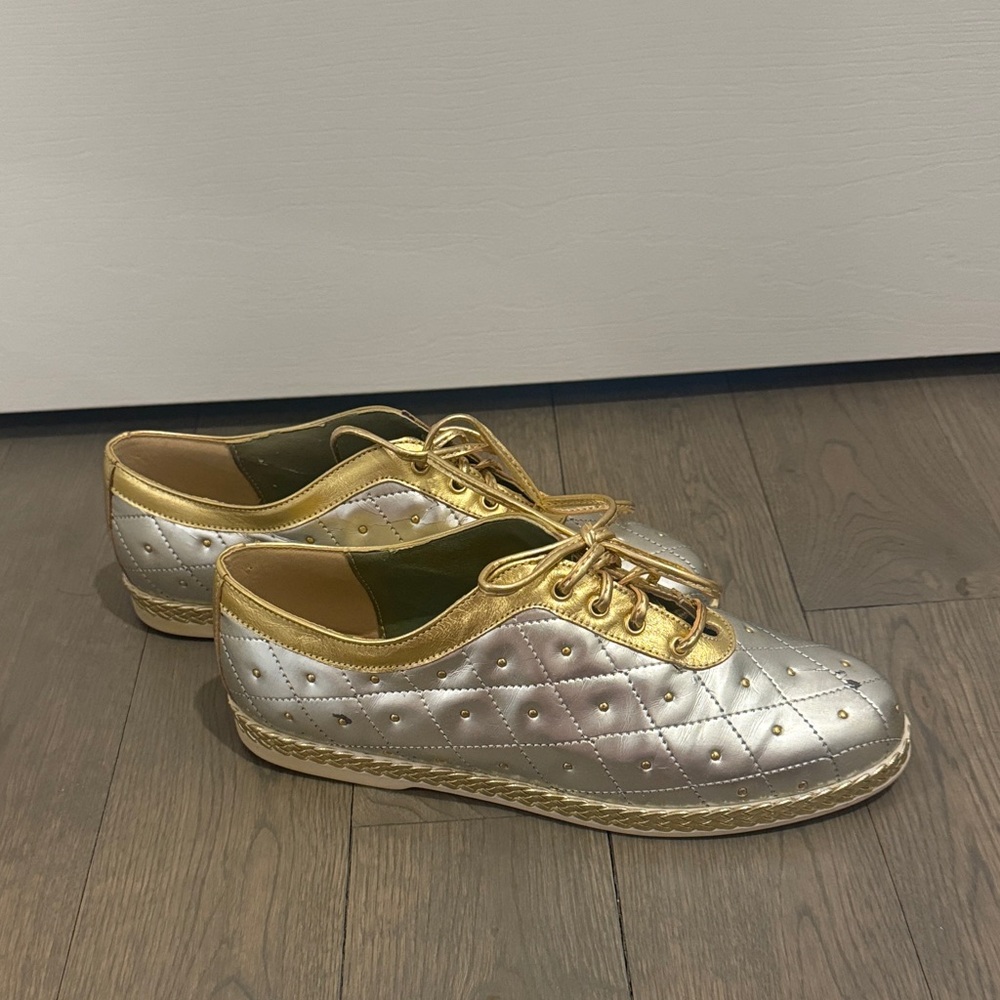 Elegant Silver and Gold Espadrilles